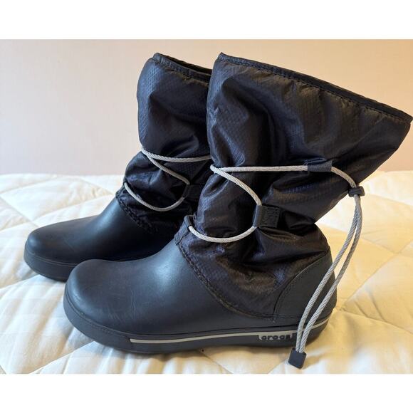 CROCS Shoes - CROCS Crocband Cinch Mid Rain Fur Lined Winter Boots Size 8